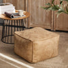 Pouf En Cuir carré beige 