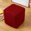 Housse Pouf Carré Salon Rouge vin